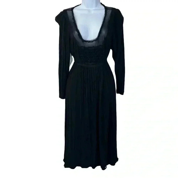 Vintage Armani Black Mesh Midi Dress Size 6 Gothic Romantic Witchy Romantic Goth - Picture 3 of 16
